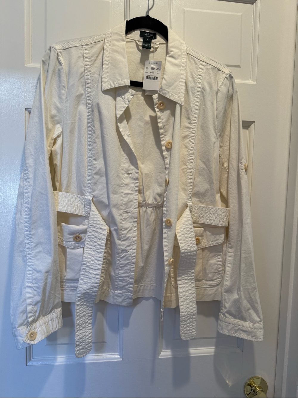 J. Crew Cream Utility Jacket with Belted Waist